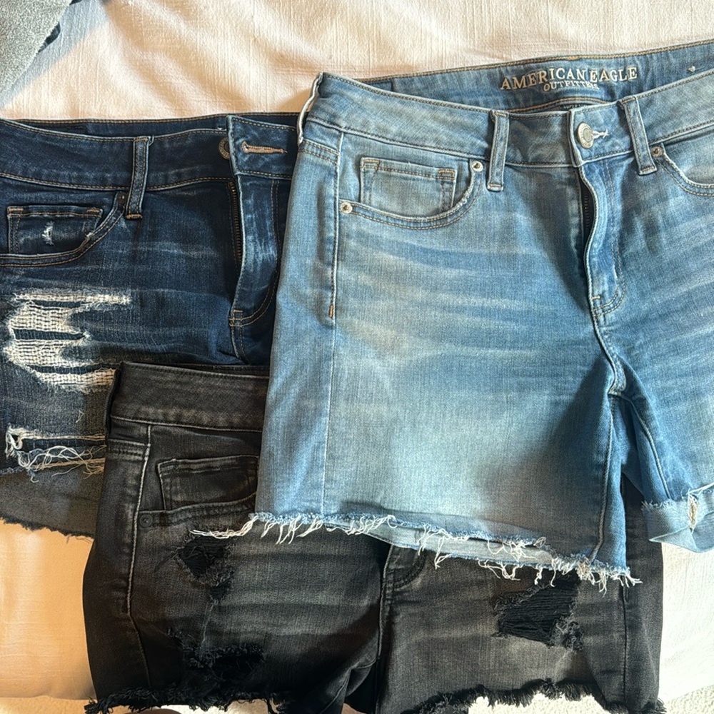 3 American Eagle Stretch Midi Jean Shorts Bundle
